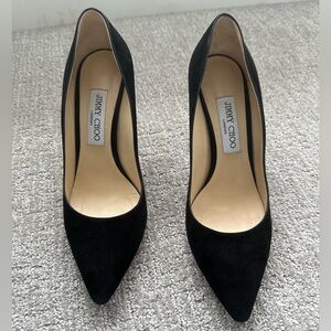 Jimmy Choo Black Suede High Heels Stiletto Pointed Pumps Size 39,Beautiful Cond.